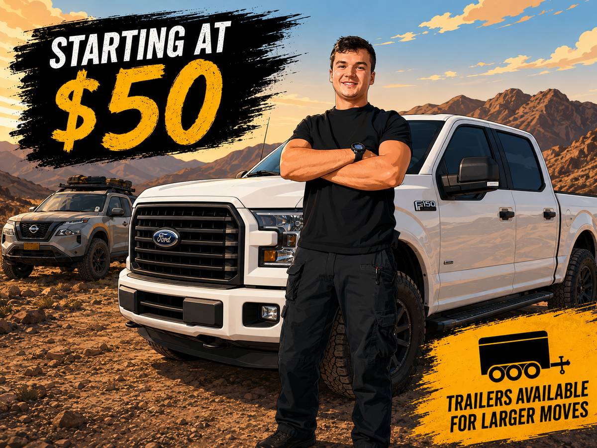 Las Vegas Haul Away truck and crew, starting at $50, trailers available for larger moves